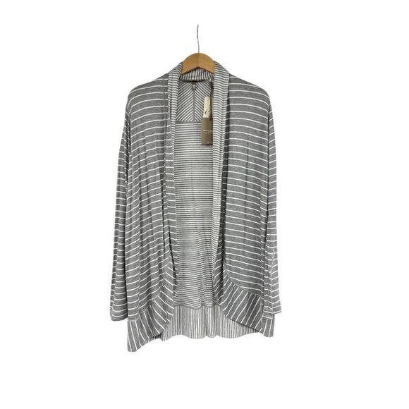 Tommy Bahama Beechwood Cardigan Reversible Gray Grey Stripe Womens M - Picture 1 of 7